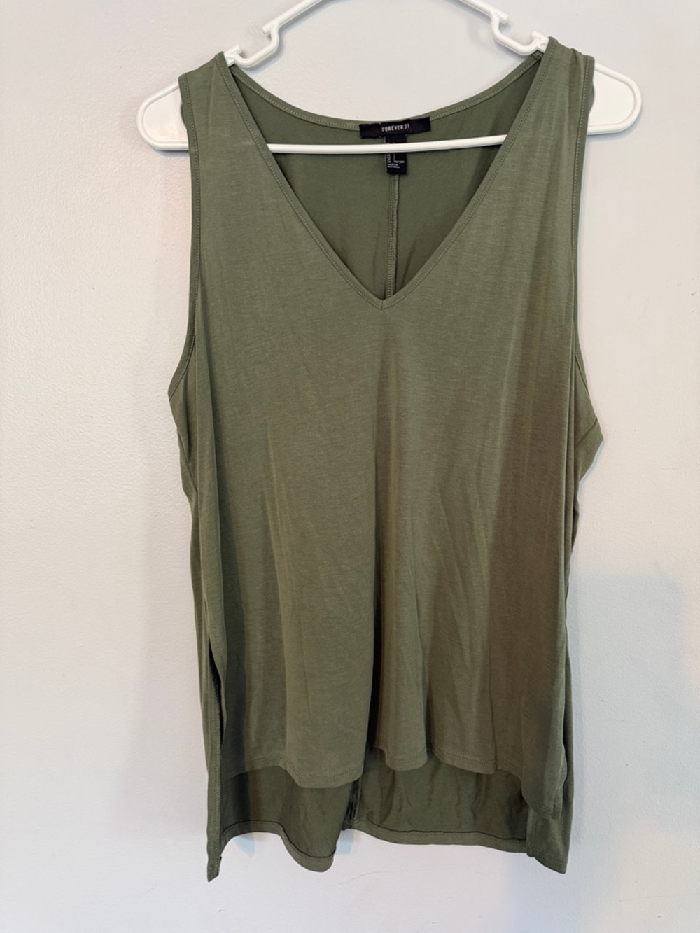 Forever 21 Olive V-Neck Sleeveless Tank Top - Picture 1 of 5